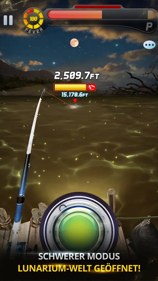 Hochformatige Spielszene aus Ace Fishing, dritte Aufnahme der Google-Play-Galerie