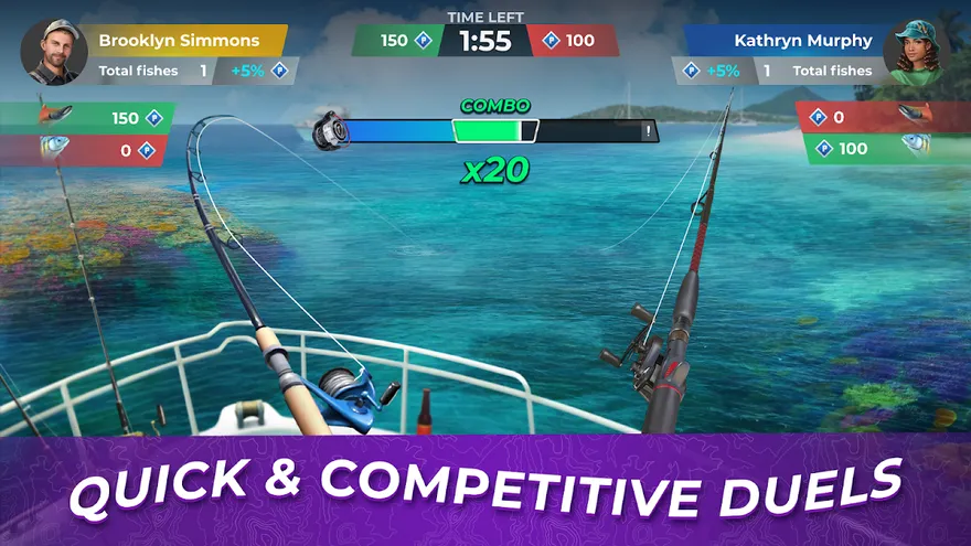 Spielszene aus Fishing Rival, erstes Bild der Google-Play-Galerie