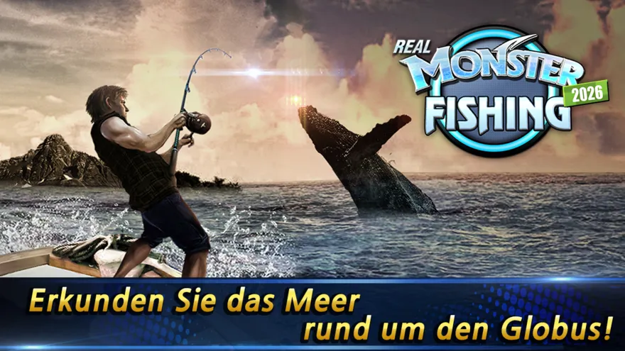 Querformatige Spielszene aus Monster Fishing 2026, erstes Bild der Google-Play-Galerie